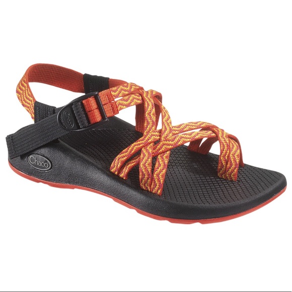 orange and white chacos